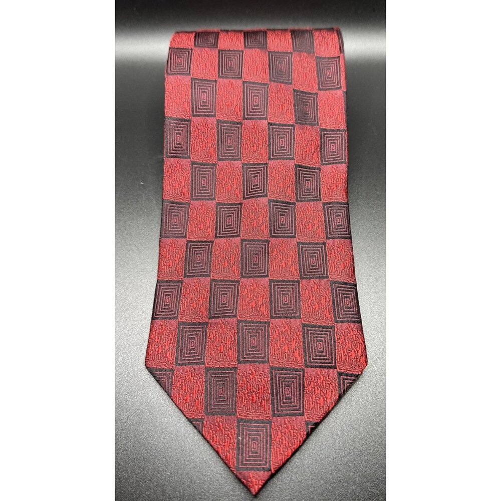 Valerio‎ Garati Men Tie 100% Silk Hand Made Red Black